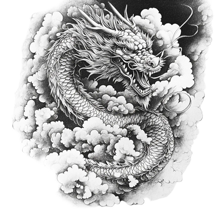 Japanese Dragon Tattoo V29 Vinyl Car Decal Sticker – Waterproof & UV-Resistant 8"