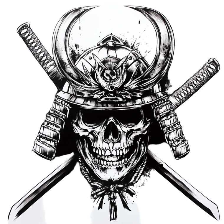 Samurai Skull Tattoo V6 Vinyl Car Decal Sticker – Waterproof & UV-Resistant 8"