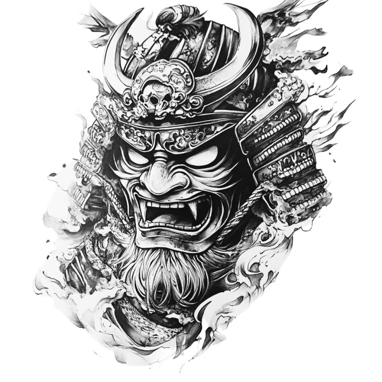 Samurai Demon Mask V7 Vinyl Car Decal Sticker – Waterproof & UV-Resistant 8"