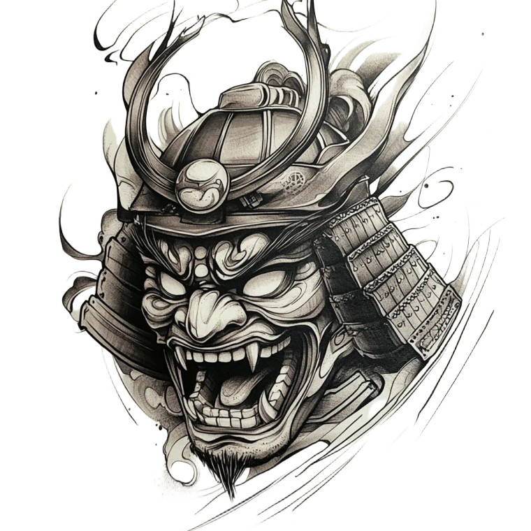 Oni Mask Samurai V5 Vinyl Car Decal Sticker – Waterproof & UV-Resistant 8"