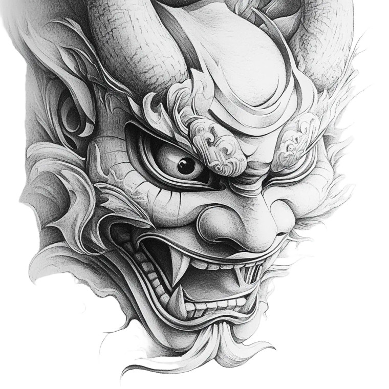 Hannya Mask Drawing V3 Vinyl Car Decal Sticker – Waterproof & UV-Resistant 8"