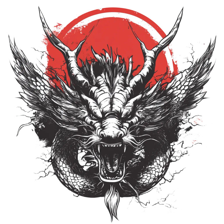 Modern Japanese Dragon Vinyl Car Decal Sticker – Waterproof & UV-Resistant 8"