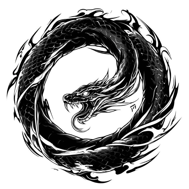 Evil Ouroboros Tattoo Vinyl Car Decal Sticker – Waterproof & UV-Resistant 8"