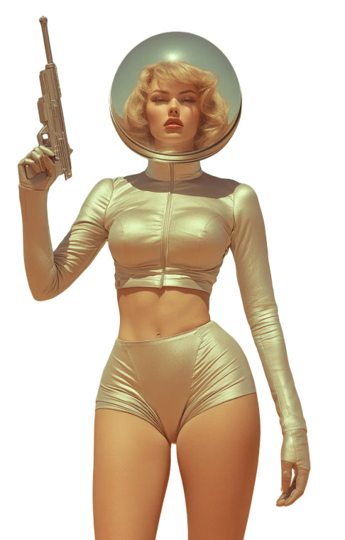 Space Warrior Woman Vinyl Car Decal Sticker – Waterproof & UV-Resistant 8"