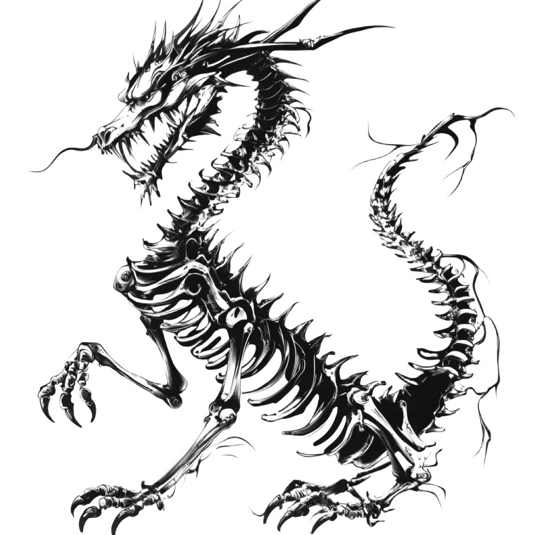 Chinese Dragon Skeleton Vinyl Car Decal Sticker – Waterproof & UV-Resistant 8"