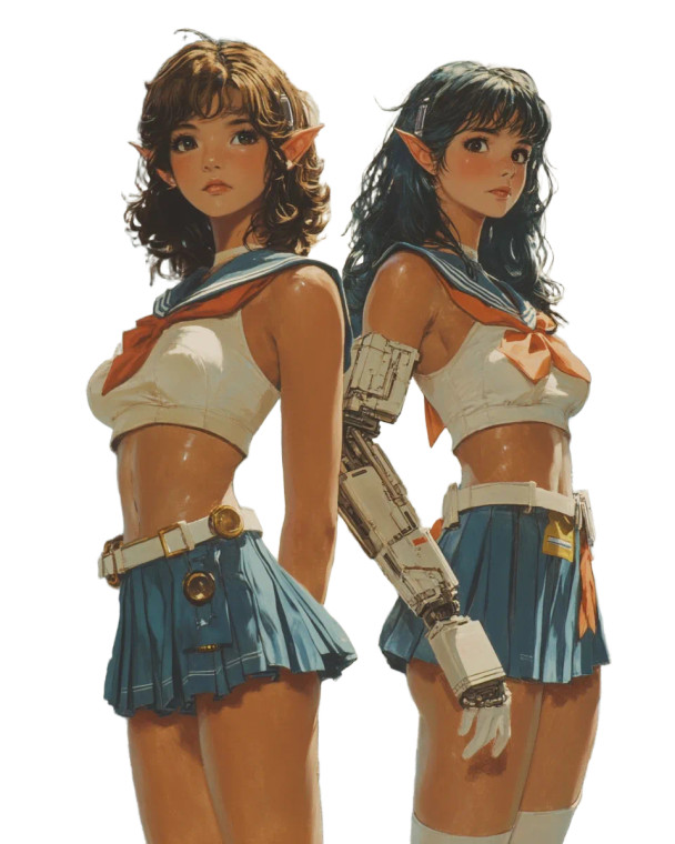 Mechanical Elf Girl Vinyl Car Decal Sticker – Waterproof & UV-Resistant 8"