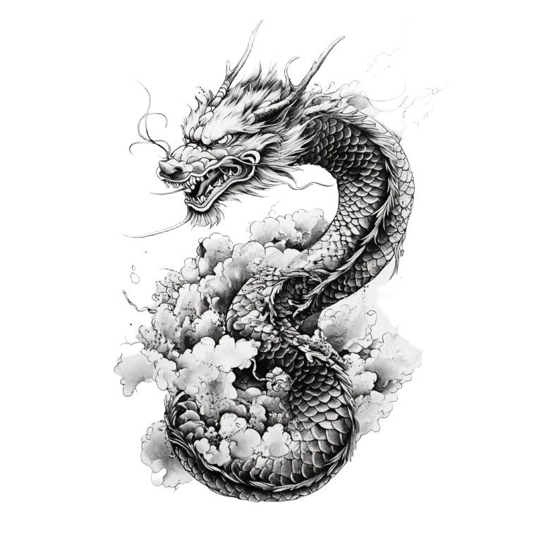Dragon Tattoo Design V4 Vinyl Car Decal Sticker – Waterproof & UV-Resistant 8"
