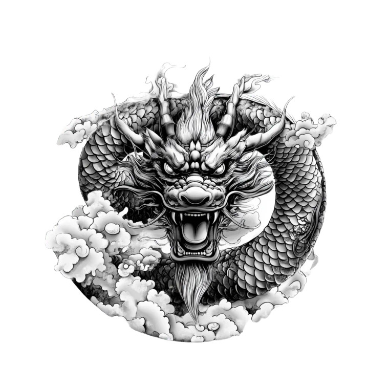 Chinese Dragon Svg Vinyl Car Decal Sticker – Waterproof & UV-Resistant 8"