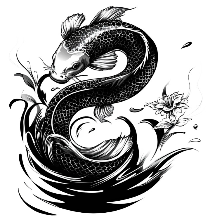 Koi And Snake Vinyl Car Decal Sticker – Waterproof & UV-Resistant 8"