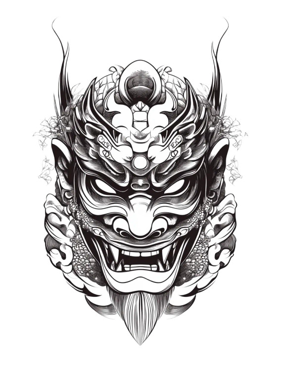 Traditional Japanese Mask Vinyl Car Decal Sticker – Waterproof & UV-Resistant 8"