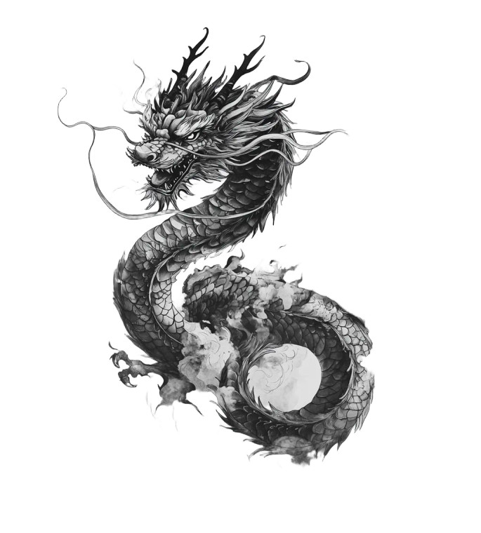 Chinese Dragon Tattoo V20 Vinyl Car Decal Sticker – Waterproof & UV-Resistant 8"