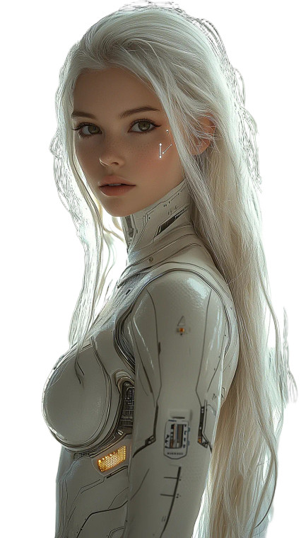 Cybernetically Enhanced Woman Vinyl Car Decal Sticker – Waterproof & UV-Resistant 8"