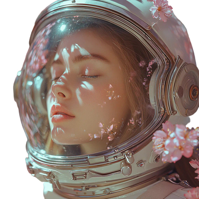 Astronaut'S Floral Reflection Vinyl Car Decal Sticker – Waterproof & UV-Resistant 8"