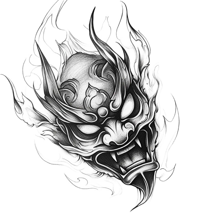 Oni Mask Tattoo V33 Vinyl Car Decal Sticker – Waterproof & UV-Resistant 8"