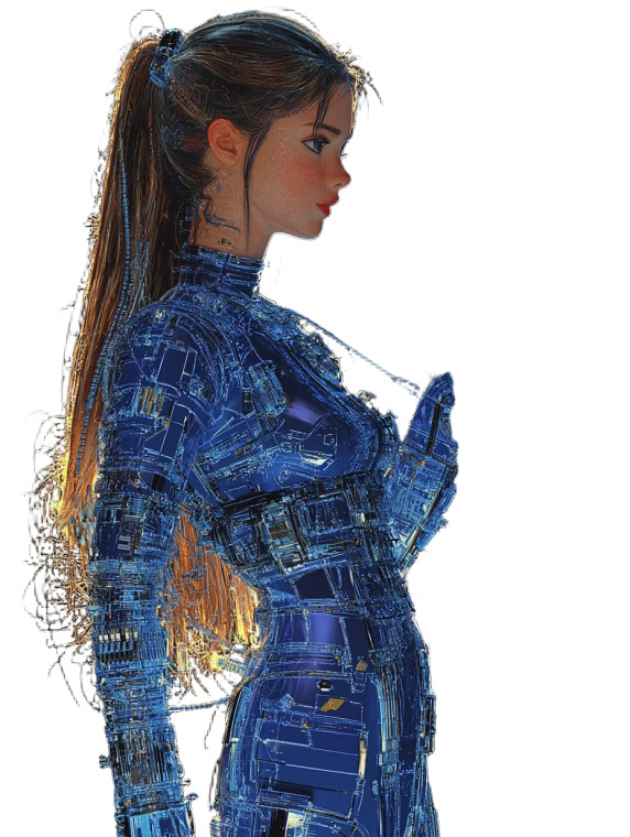 Futuristic Mechanic Girl Vinyl Car Decal Sticker – Waterproof & UV-Resistant 8"