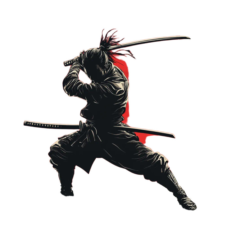 Samurai Moon Pose Vinyl Car Decal Sticker – Waterproof & UV-Resistant 8"