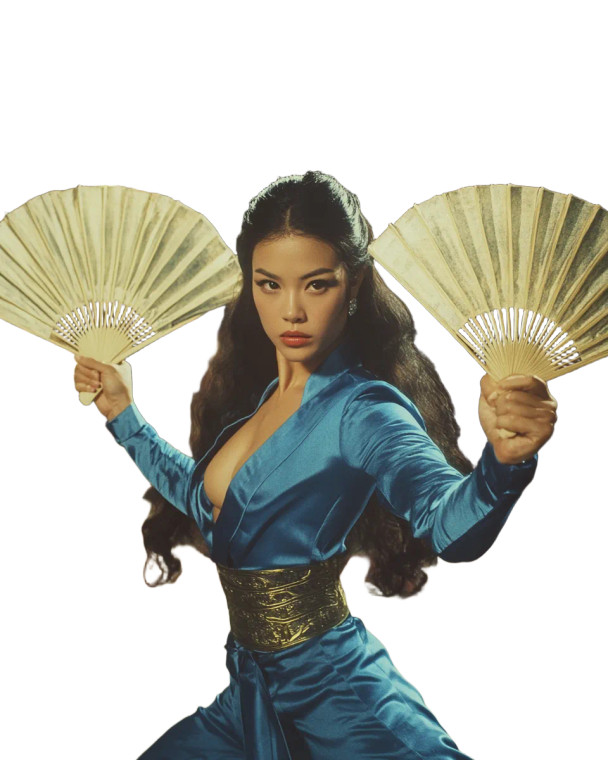 Kitana With Chinese Fans Vinyl Car Decal Sticker – Waterproof & UV-Resistant 8"