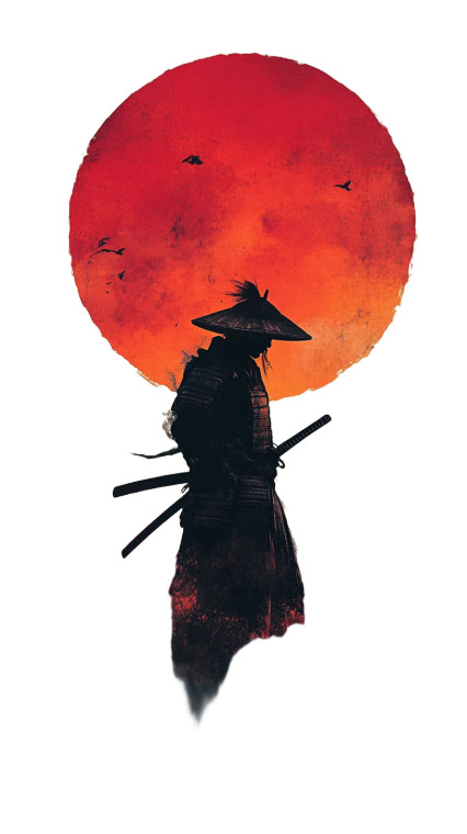 Ethereal Samurai Silhouette Vinyl Car Decal Sticker – Waterproof & UV-Resistant 8"