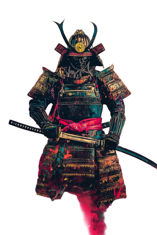Red Samurai Art Vinyl Car Decal Sticker – Waterproof & UV-Resistant 8"