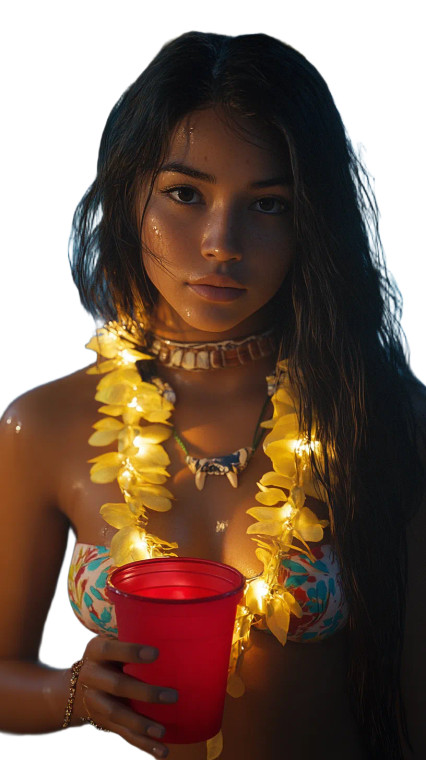 Polynesian Girl Night Vinyl Car Decal Sticker – Waterproof & UV-Resistant 8"