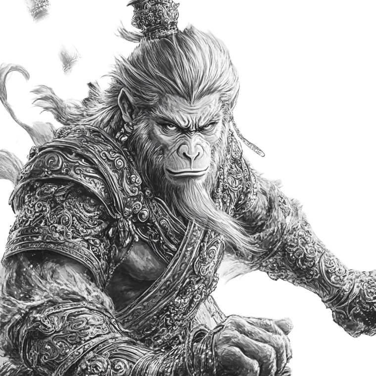 Wukong Pencil Art Vinyl Car Decal Sticker – Waterproof & UV-Resistant 8"