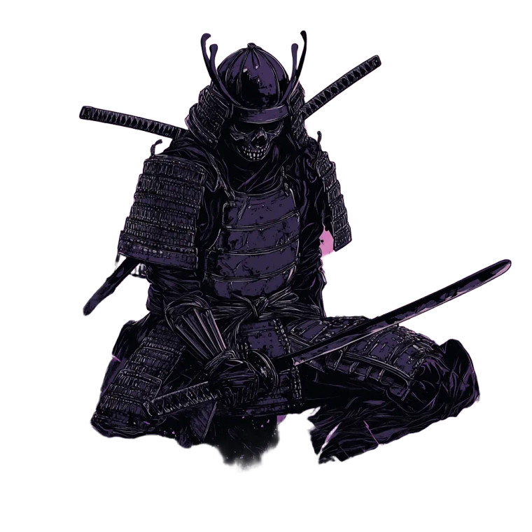 Chrome Samurai Skull Vinyl Car Decal Sticker – Waterproof & UV-Resistant 8"