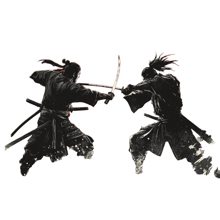 Samurai Duel V2 Vinyl Car Decal Sticker – Waterproof & UV-Resistant 8"