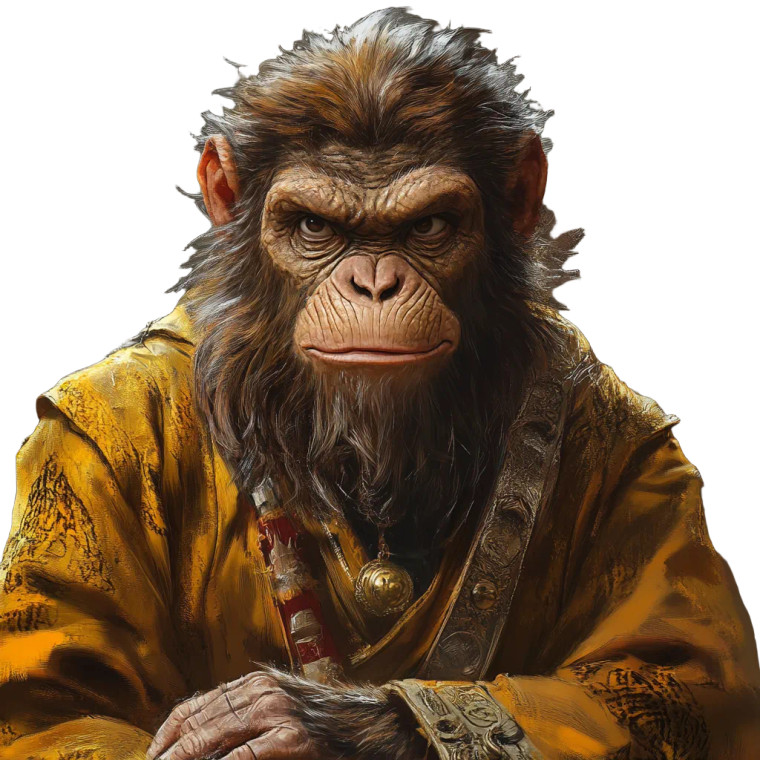 Golden Ape Monk Vinyl Car Decal Sticker – Waterproof & UV-Resistant 8"