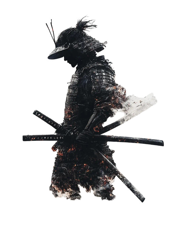 Sideways Samurai Silhouette Vinyl Car Decal Sticker – Waterproof & UV-Resistant 8"