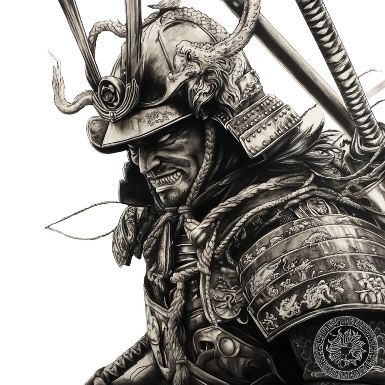 Fierce Samurai Tattoo Vinyl Car Decal Sticker – Waterproof & UV-Resistant 8"