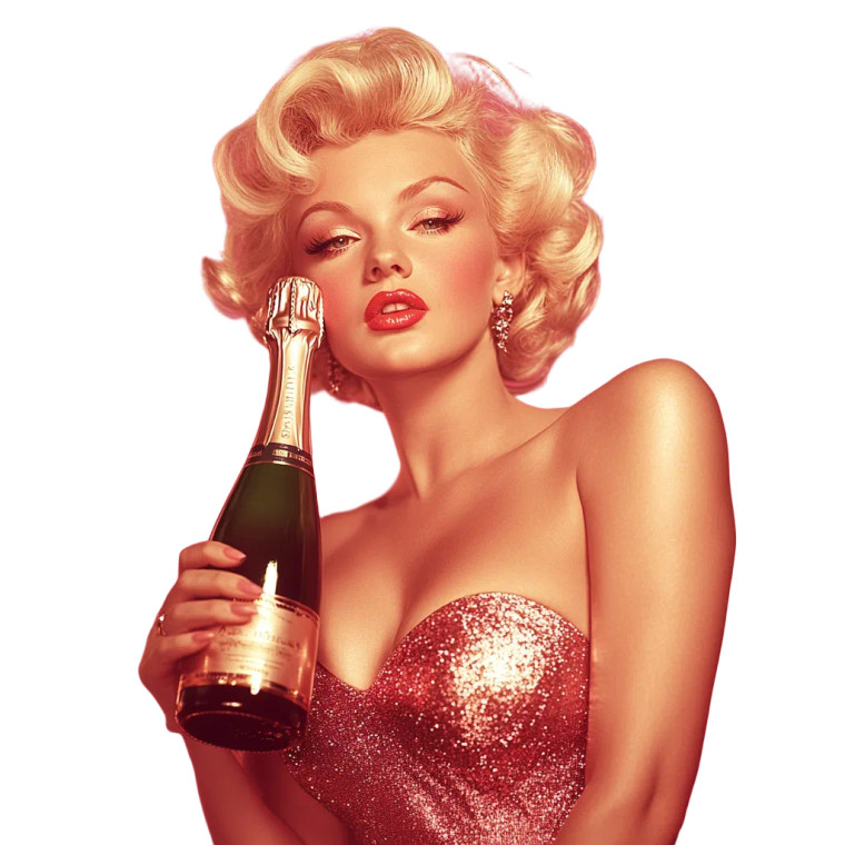 Marilyn With Champagne Vinyl Car Decal Sticker – Waterproof & UV-Resistant 8"