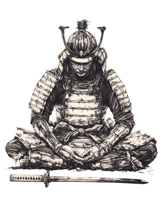 Meditating Samurai V3 Vinyl Car Decal Sticker – Waterproof & UV-Resistant 8"