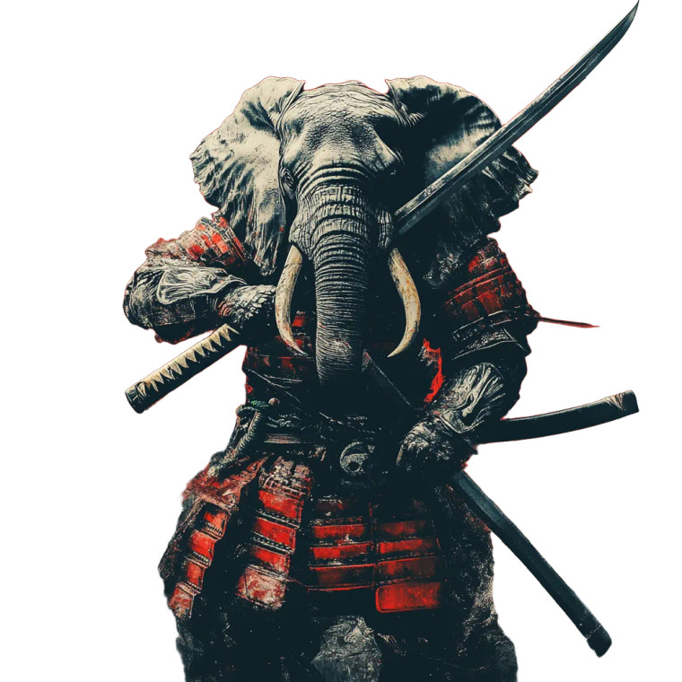 Samurai Elephant Head Vinyl Car Decal Sticker – Waterproof & UV-Resistant 8"