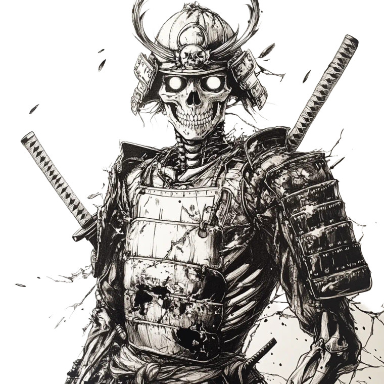 Demon Samurai Skeleton Vinyl Car Decal Sticker – Waterproof & UV-Resistant 8"