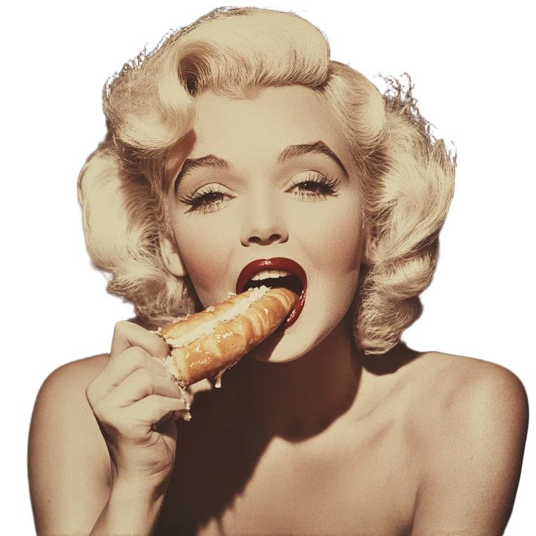 Marilyn Monroe Eats Vinyl Car Decal Sticker – Waterproof & UV-Resistant 8"