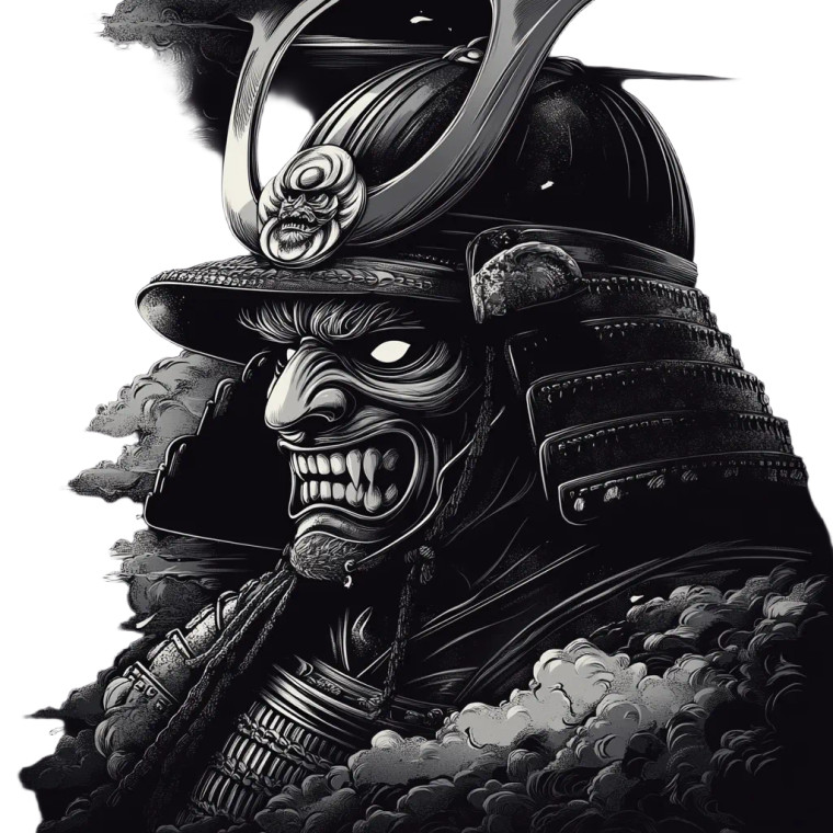 Evil Samurai Mask V2 Vinyl Car Decal Sticker – Waterproof & UV-Resistant 8"