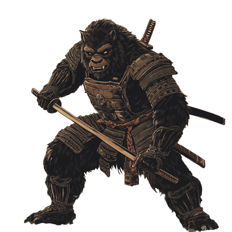 Bigfoot Samurai Vinyl Car Decal Sticker – Waterproof & UV-Resistant 8"