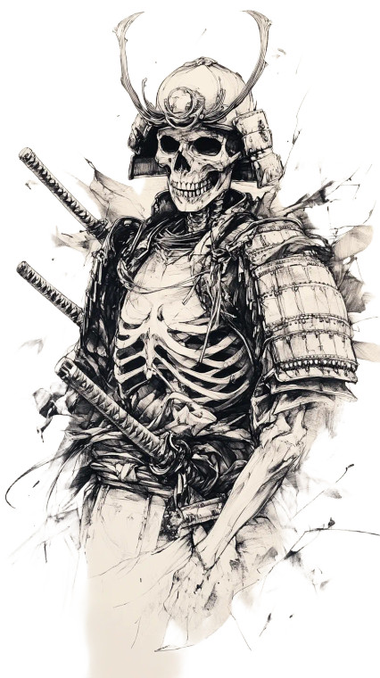 Skeleton Samurai Tattoo Vinyl Car Decal Sticker – Waterproof & UV-Resistant 8"