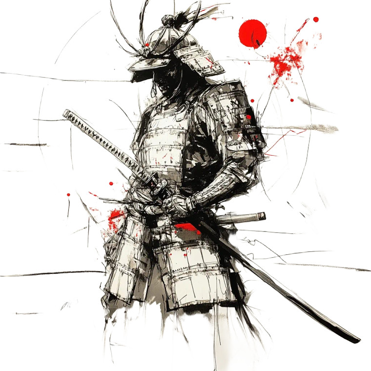 Samurai Marker Drawing Vinyl Car Decal Sticker – Waterproof & UV-Resistant 8"