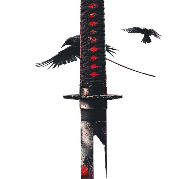 Cinematic Katana Art Vinyl Car Decal Sticker – Waterproof & UV-Resistant 8"