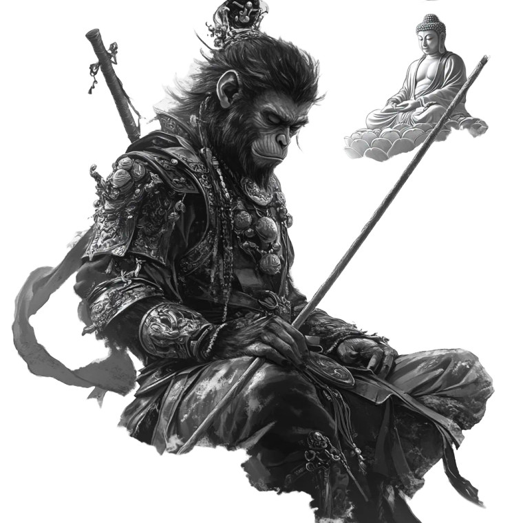 Monkey King Illustration Vinyl Car Decal Sticker – Waterproof & UV-Resistant 8"