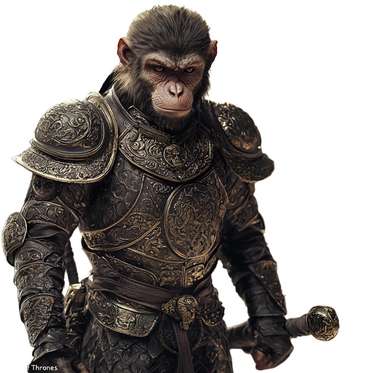 Monkey Warrior Armor Vinyl Car Decal Sticker – Waterproof & UV-Resistant 8"