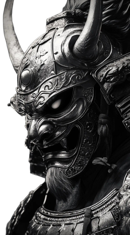 Oni Samurai Portrait V2 Vinyl Car Decal Sticker – Waterproof & UV-Resistant 8"