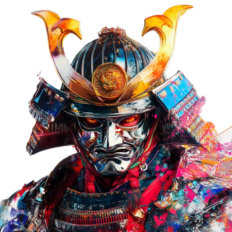 Colorful Samurai Helmet Vinyl Car Decal Sticker – Waterproof & UV-Resistant 8"