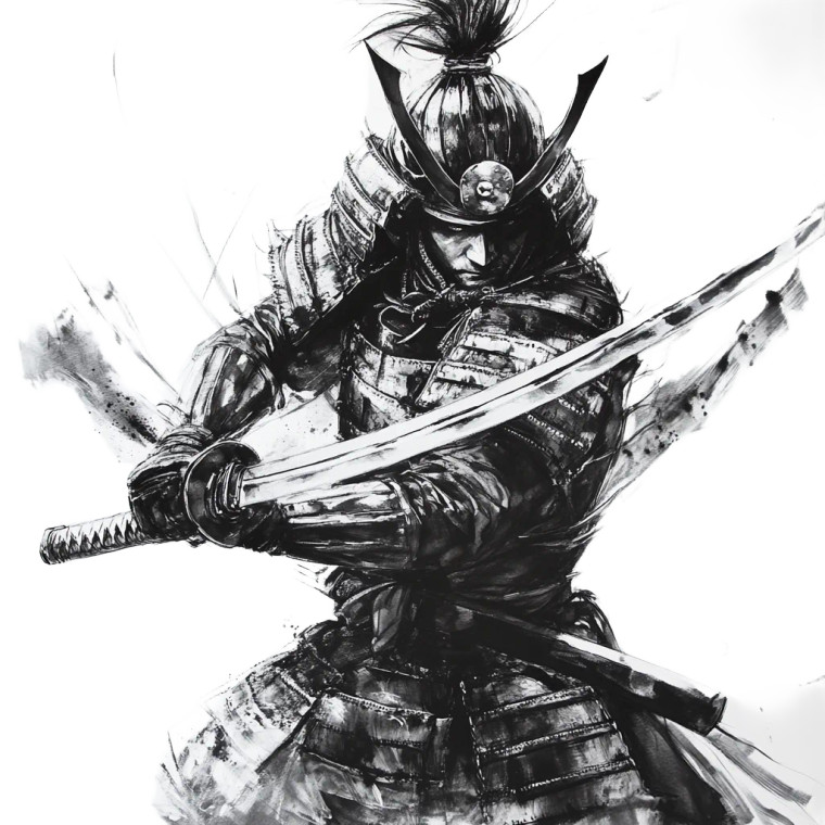 Samurai Drawing V5 Vinyl Car Decal Sticker – Waterproof & UV-Resistant 8"