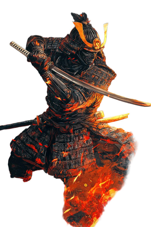 Samurai In Fire Vinyl Car Decal Sticker – Waterproof & UV-Resistant 8"