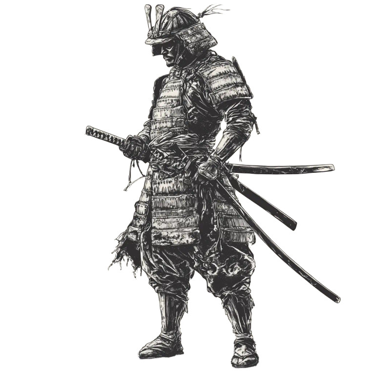 Samurai Line Art V5 Vinyl Car Decal Sticker – Waterproof & UV-Resistant 8"