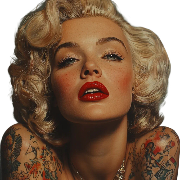 Tattooed Marilyn Monroe V7 Vinyl Car Decal Sticker – Waterproof & UV-Resistant 8"