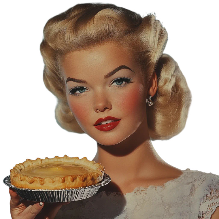 1950S Blonde With Pie Vinyl Car Decal Sticker – Waterproof & UV-Resistant 8"