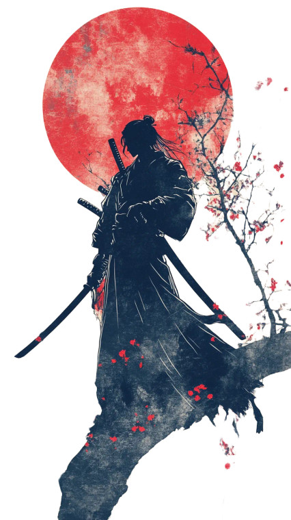 Retro Samurai Graphic Vinyl Car Decal Sticker – Waterproof & UV-Resistant 8"